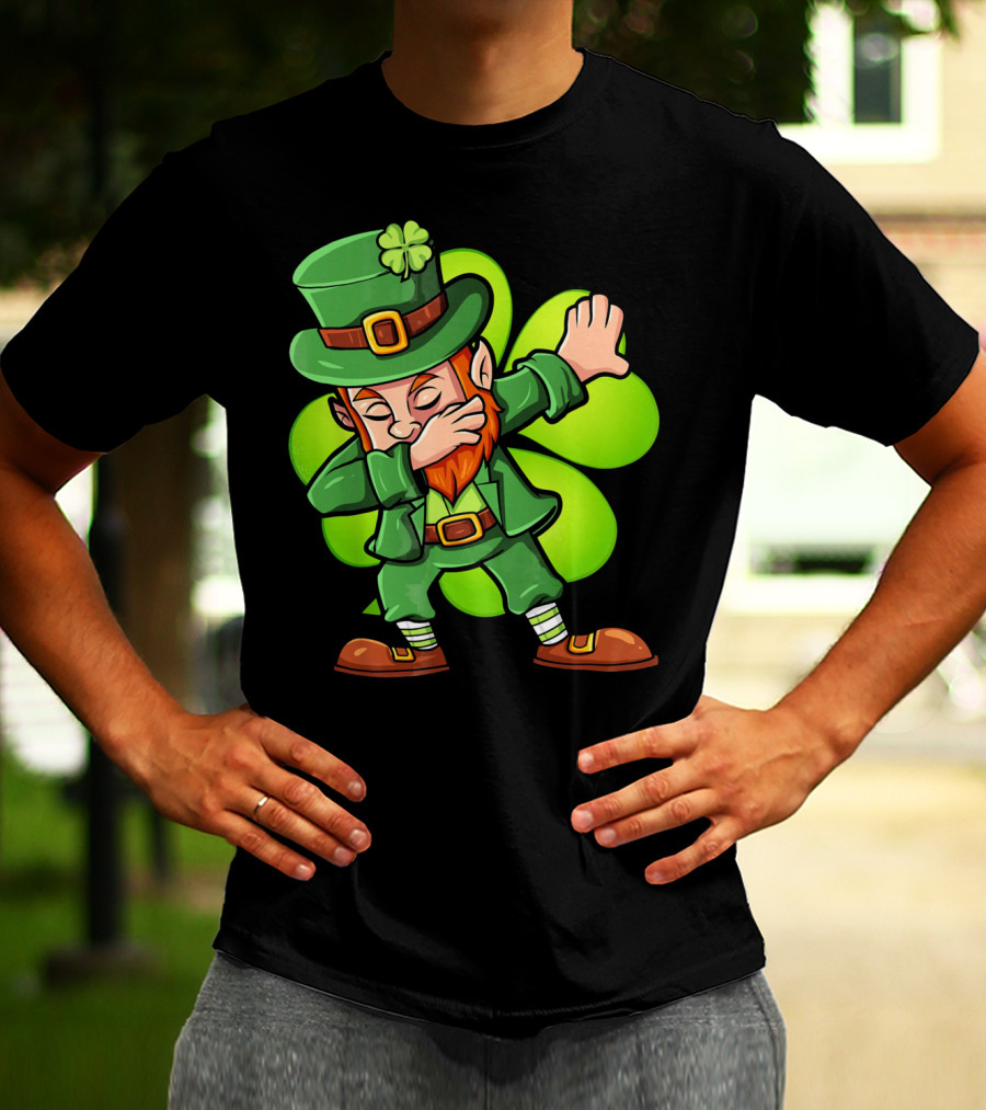 Dabbing Leprechaun With Clover St Patrick's Day Luck T-Shirt