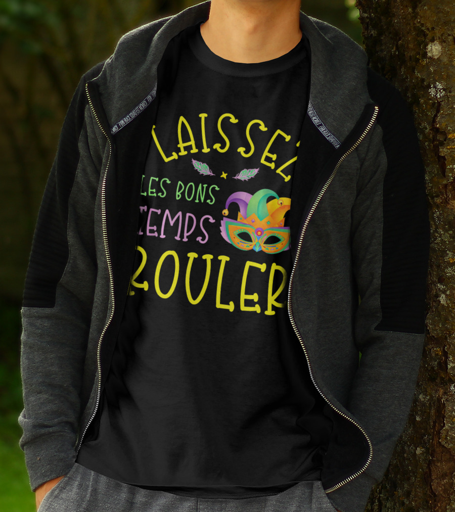 Laissez Les Bons Temps Rouler Mardi Gras Mask Feathers T-Shirt