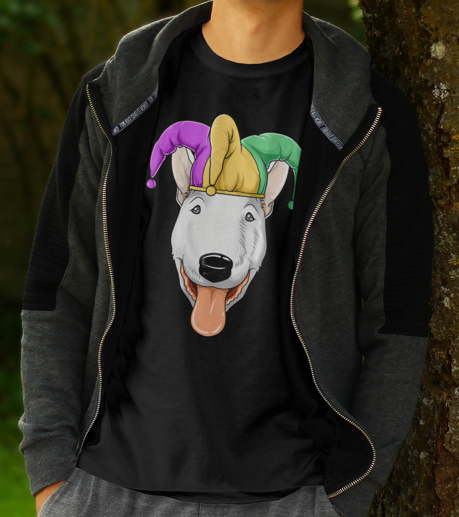 Mardi Gras Bull Terrier Jester Hat Carnival Bul T-Shirt