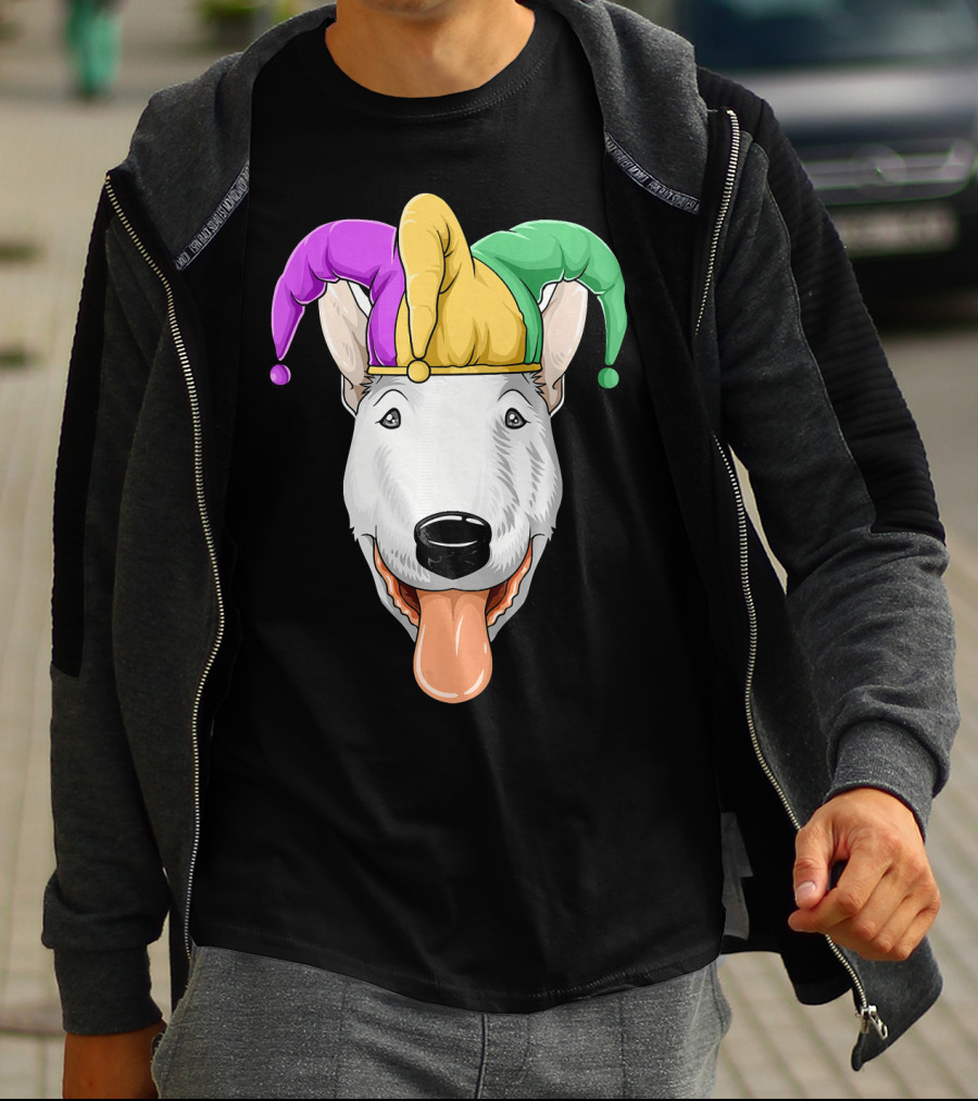 Mardi Gras Bull Terrier Jester Hat Carnival Bul T-Shirt