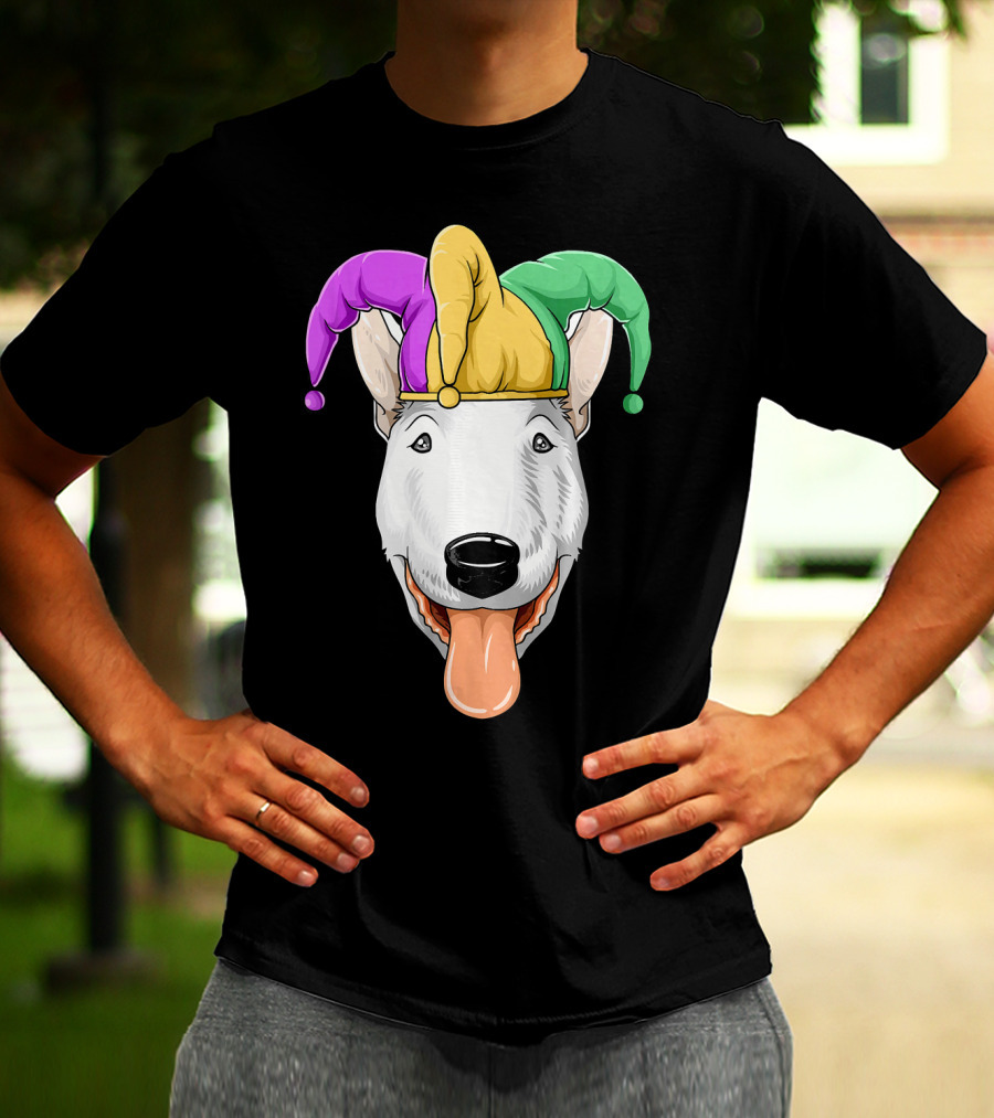 Mardi Gras Bull Terrier Jester Hat Carnival Bul T-Shirt