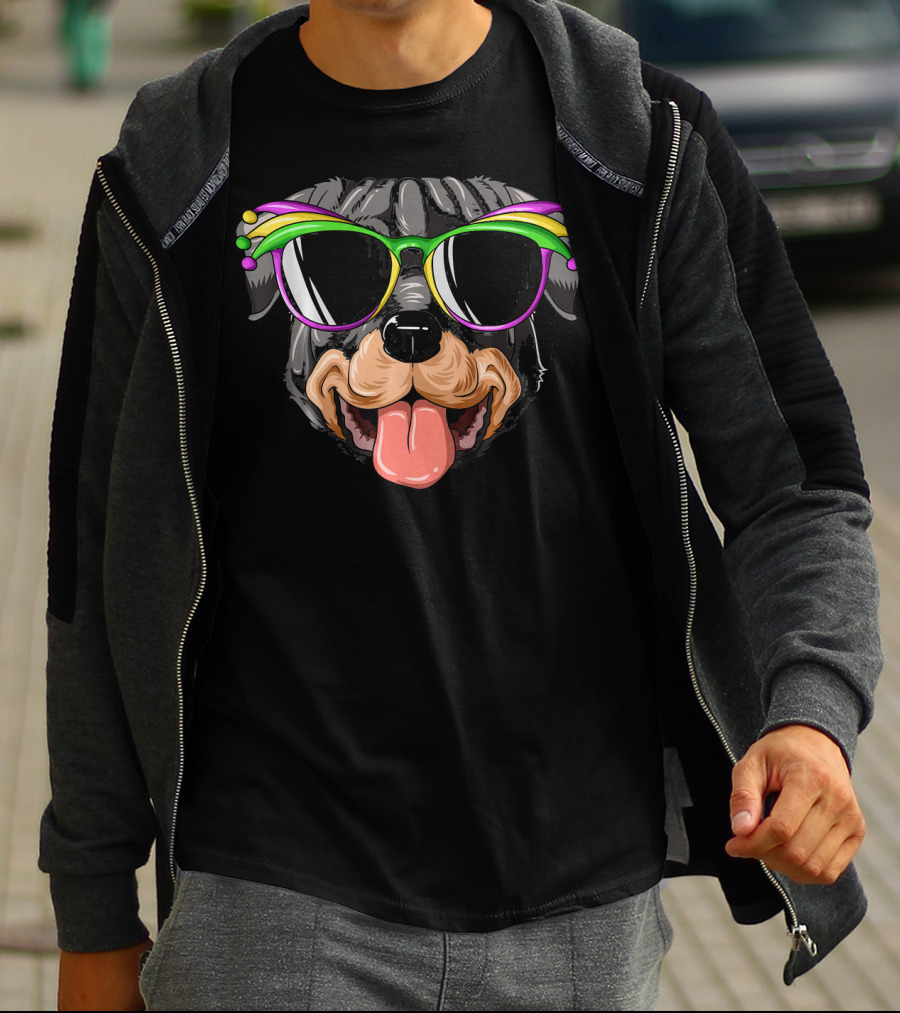 Rottweiler Mardi Gras Carnival Mask Sunglasses Rottweiler T-Shirt