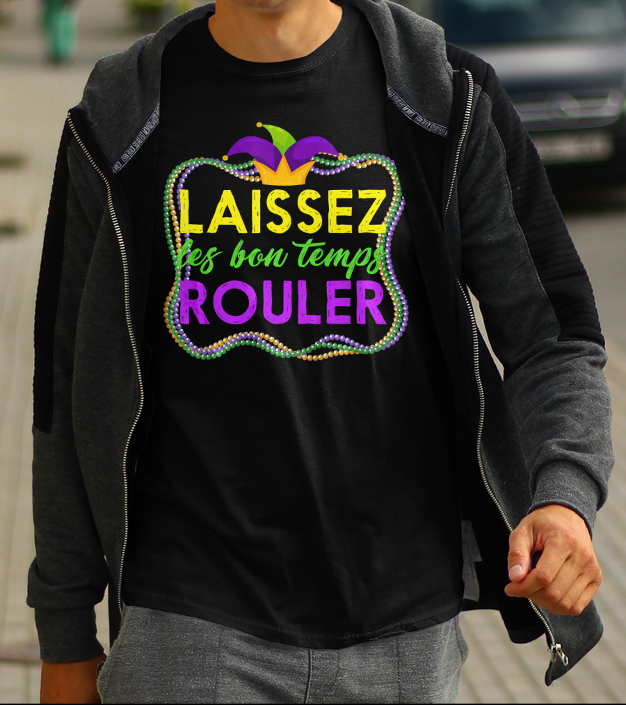 Mardi Gras Laissez Les Bon Temps Rouler Jester Hat Beads T-Shirt