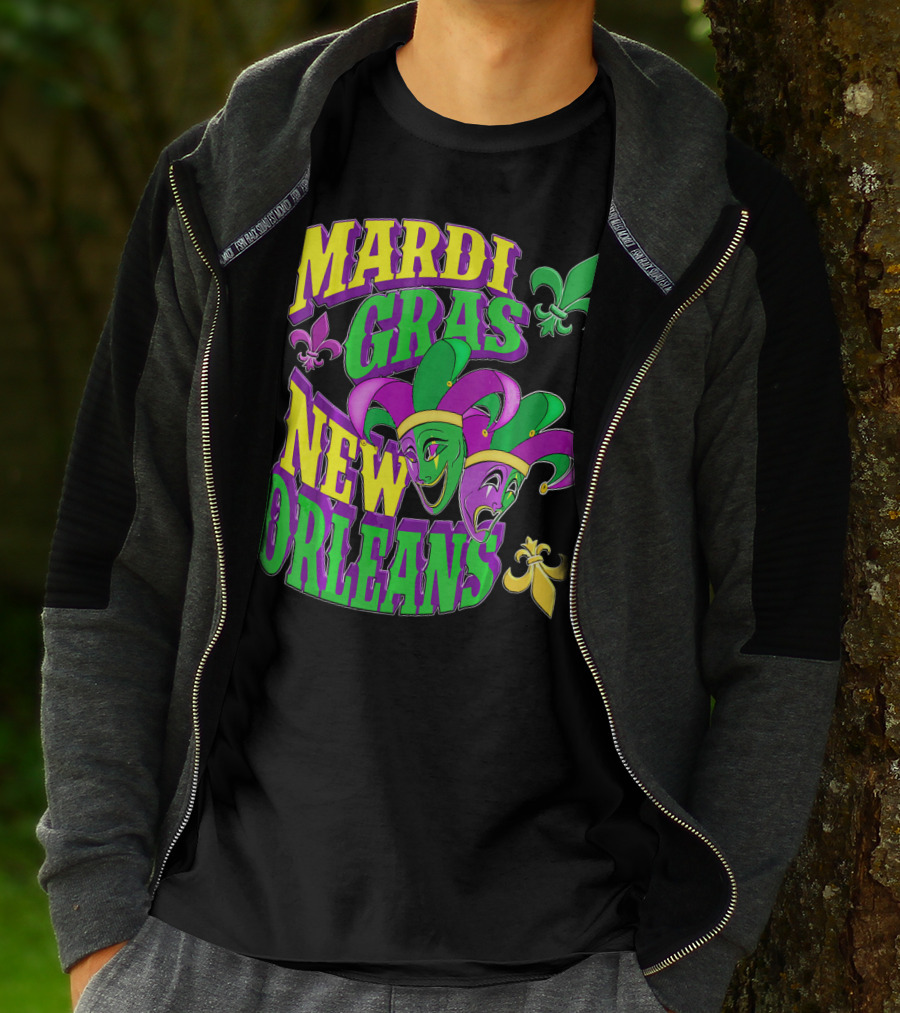 Mardi Gras Masks New Orleans Fleur-de-Lis Parade T-Shirt