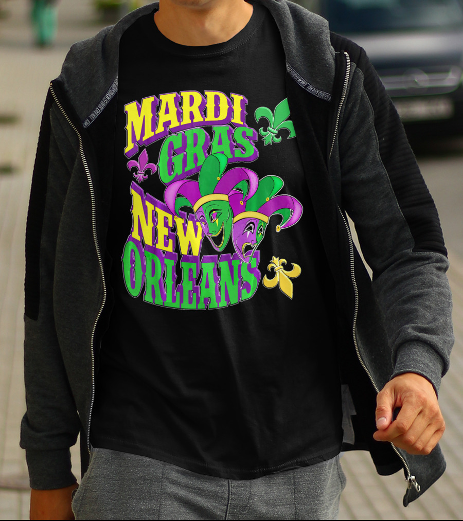 Mardi Gras Masks New Orleans Fleur-de-Lis Parade T-Shirt
