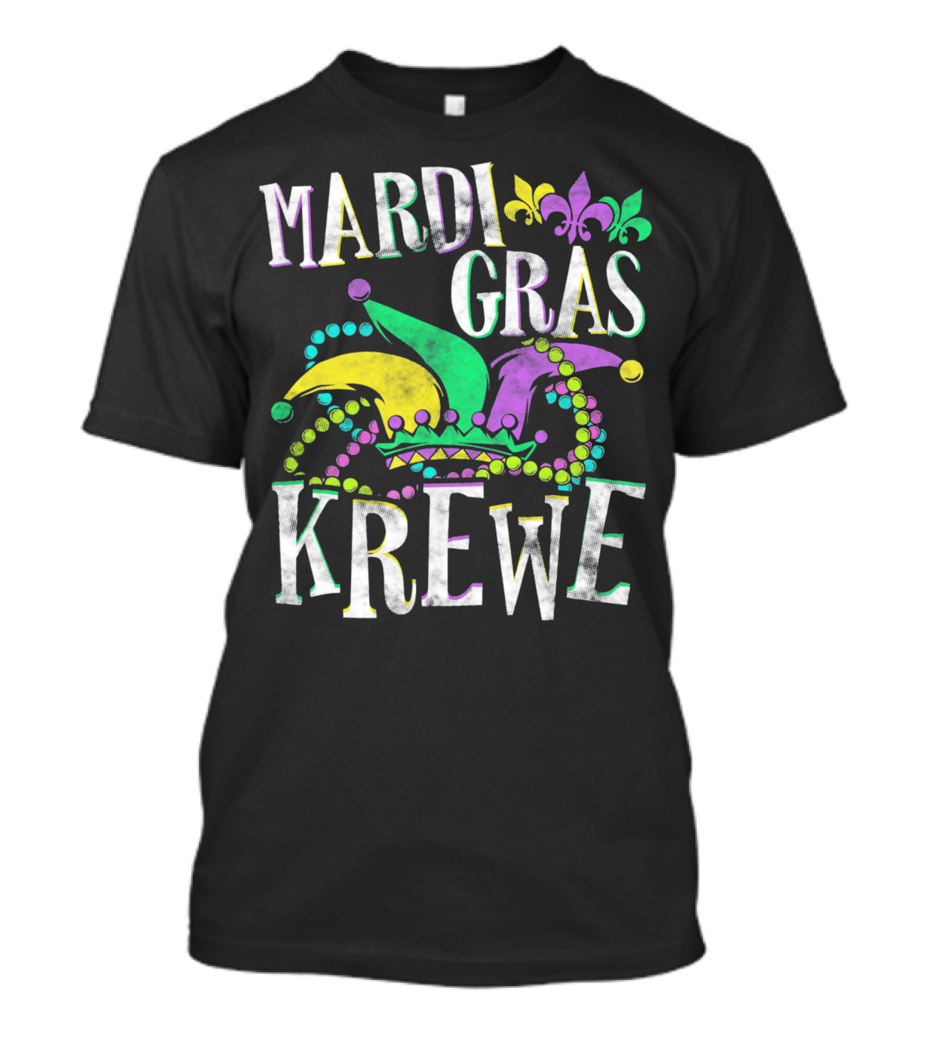 Mardi Gras Krewe Carnival Fleur-de-Lis Mask Beads T-Shirt