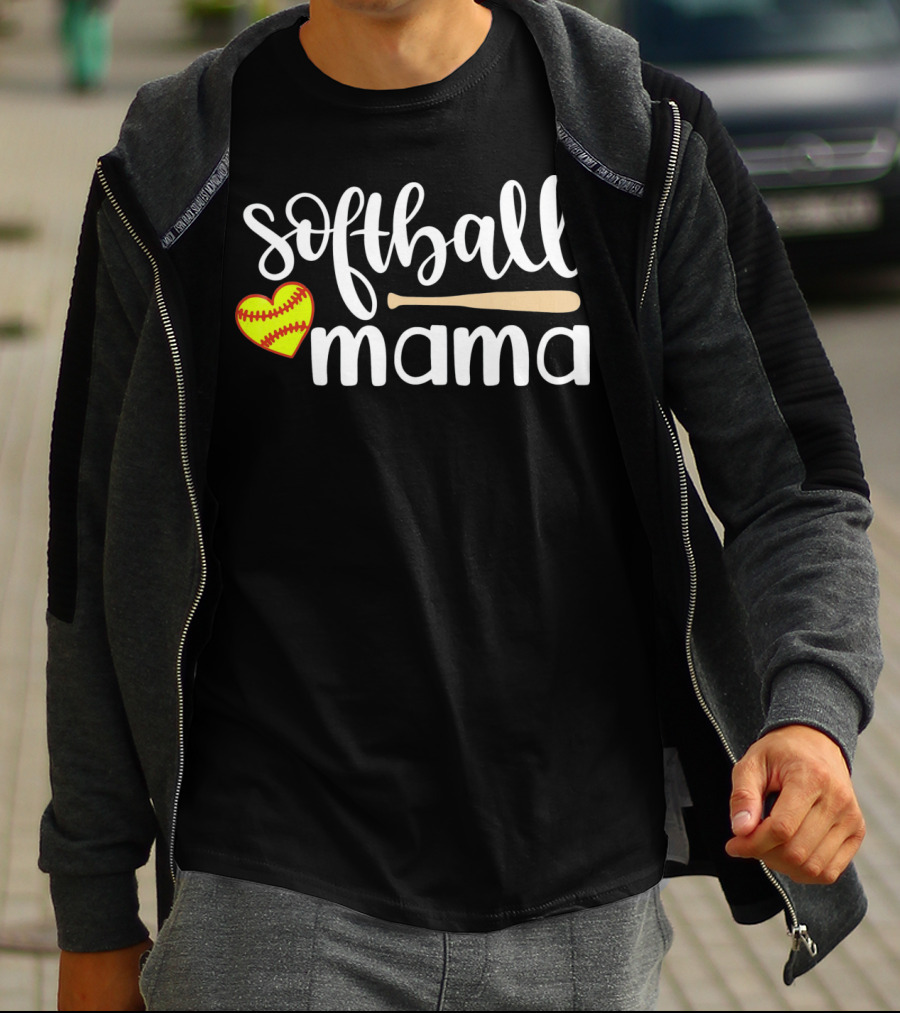 Softball Mama Heart And Bat T-Shirt