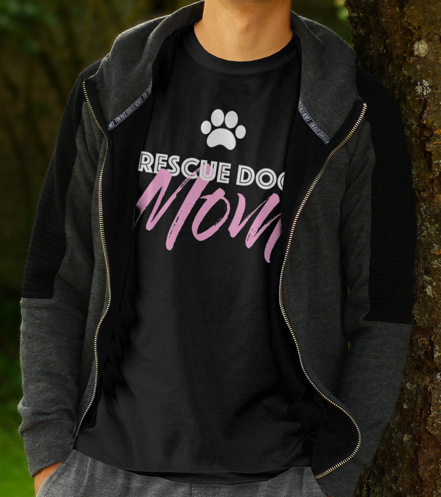 Rescue Dog Mom Paw Print Cute Shelter Dog T-Shirt