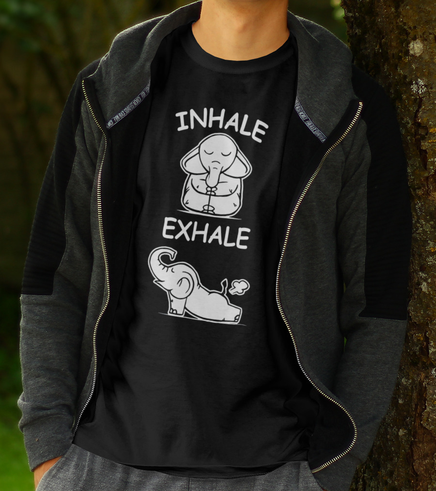 Inhale Exhale Cute Elephant Yoga Lover Meditation T-Shirt