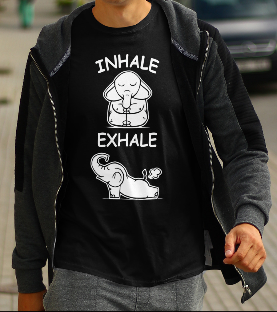 Inhale Exhale Cute Elephant Yoga Lover Meditation T-Shirt