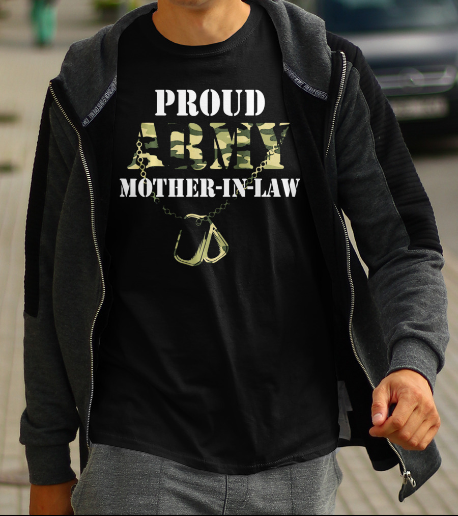 Proud Army Mother-In-Law Camouflage Dog Tags T-Shirt