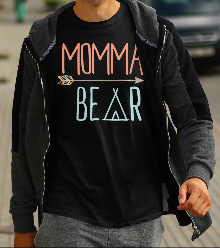 Momma Bear Tribal Arrow And Teepee T-Shirt