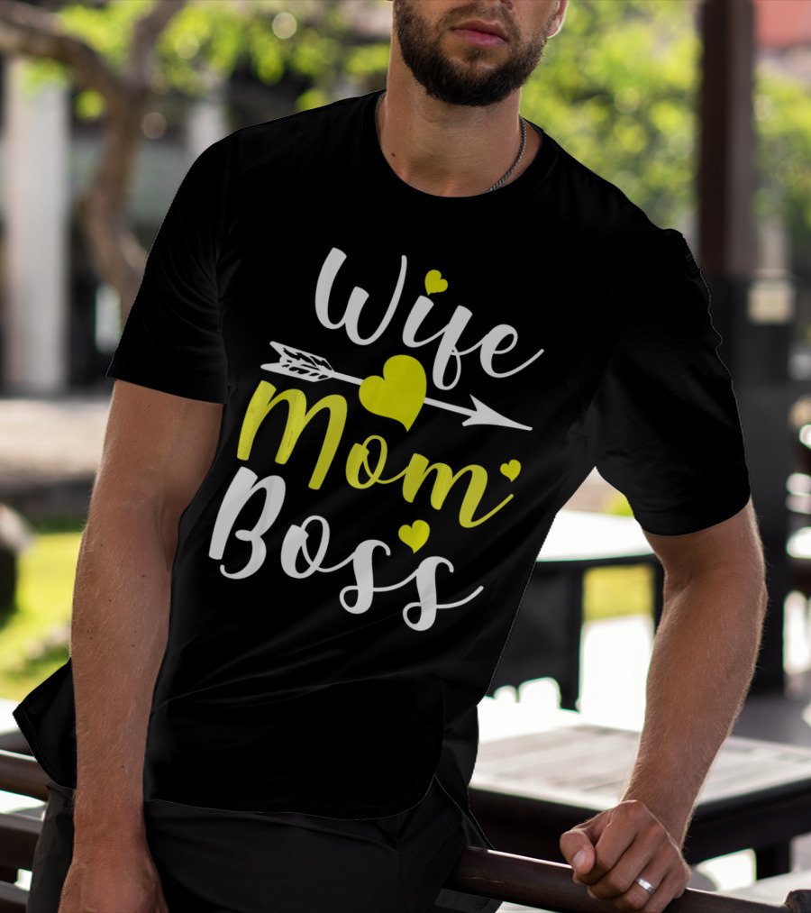 Wife Mom Boss Arrow Heart T-Shirt