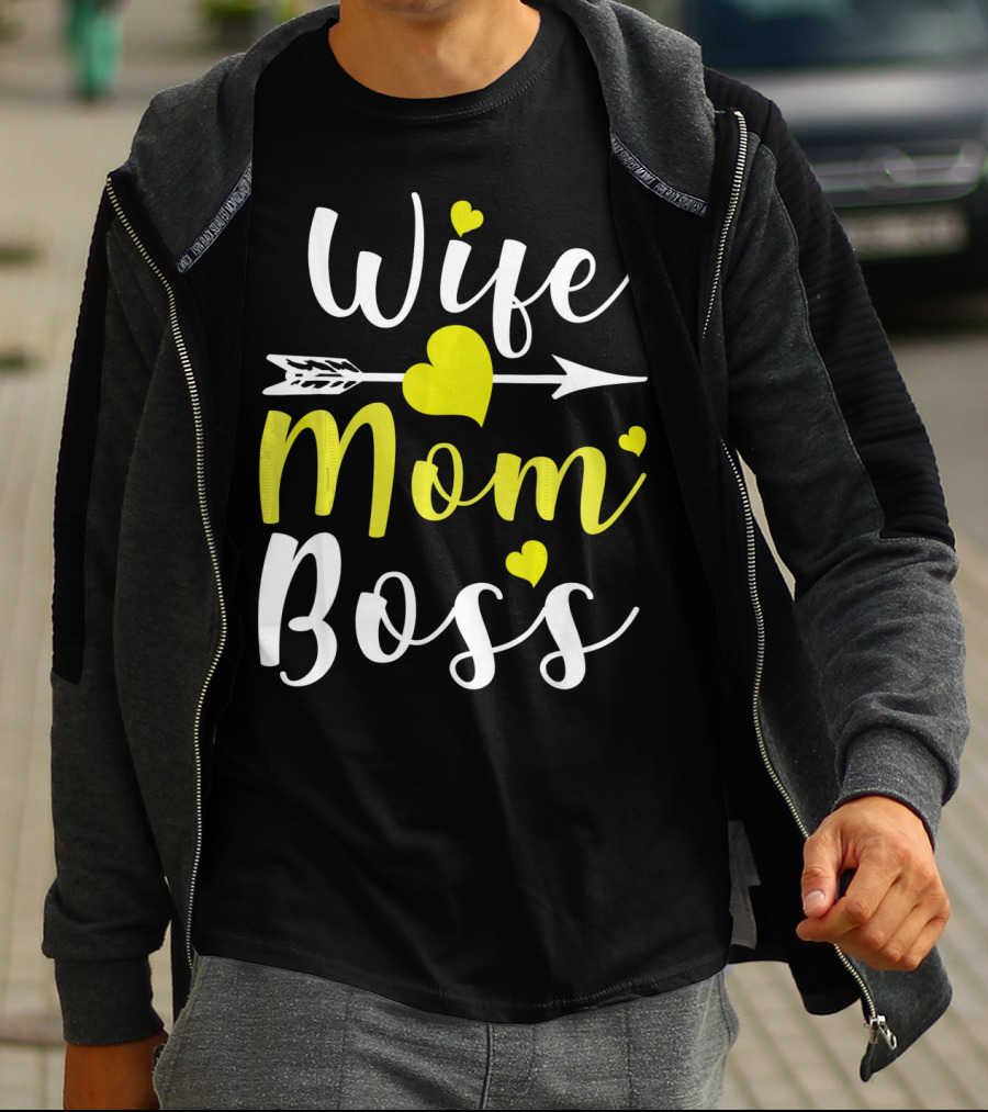 Wife Mom Boss Arrow Heart T-Shirt