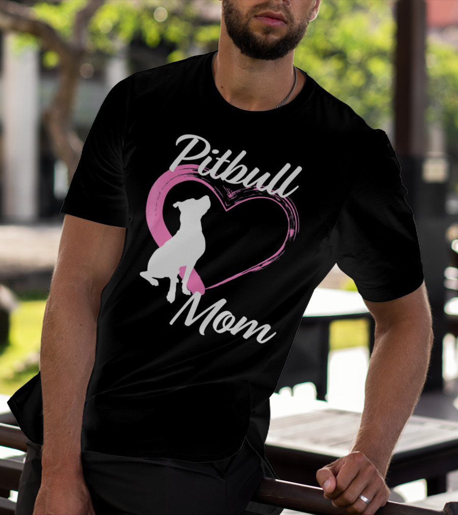 Pitbull Mom Heart Silhouette For Dog Lovers T-Shirt
