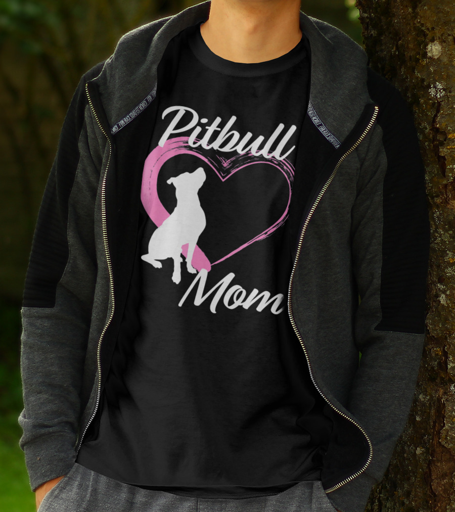 Pitbull Mom Heart Silhouette For Dog Lovers T-Shirt