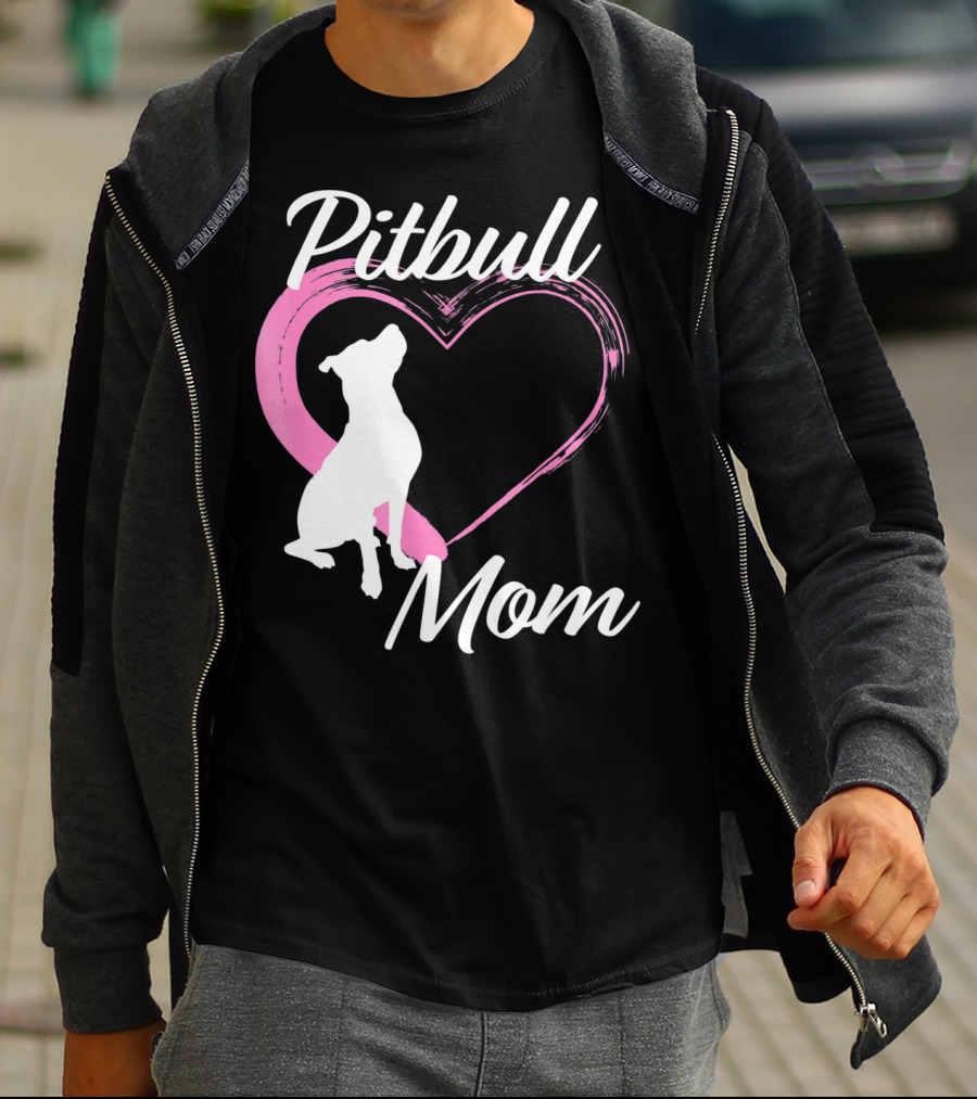 Pitbull Mom Heart Silhouette For Dog Lovers T-Shirt