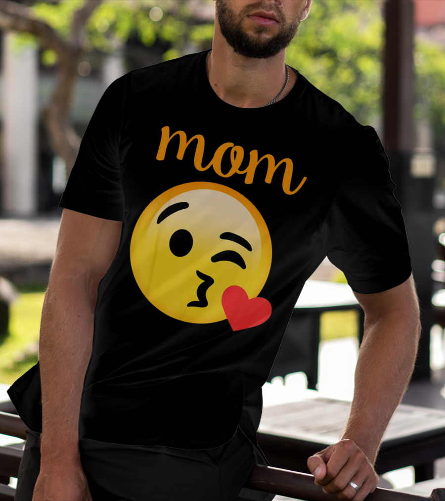 Mom Kissing Emoji Heart Kiss Emoji T-Shirt