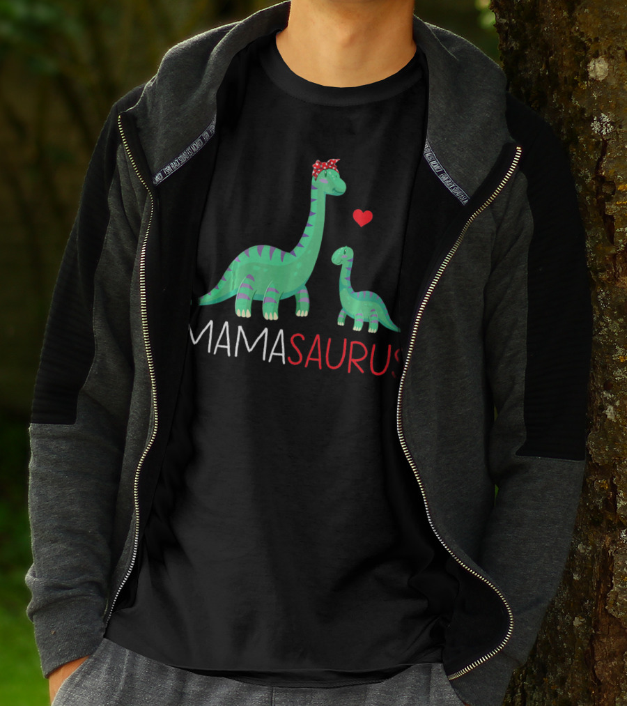 Mamasaurus Rex Mama Saurus Dinosaurs With Heart And Bow T-Shirt