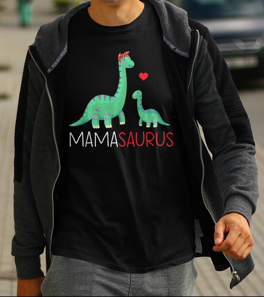 Mamasaurus Rex Mama Saurus Dinosaurs With Heart And Bow T-Shirt