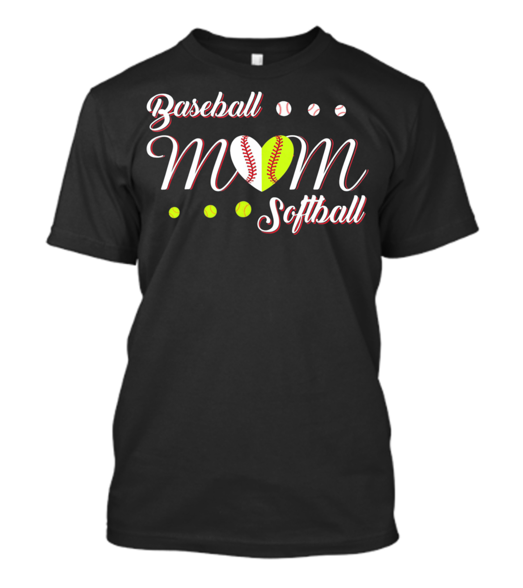 Baseball Softball Mom Heart Balls T-Shirt
