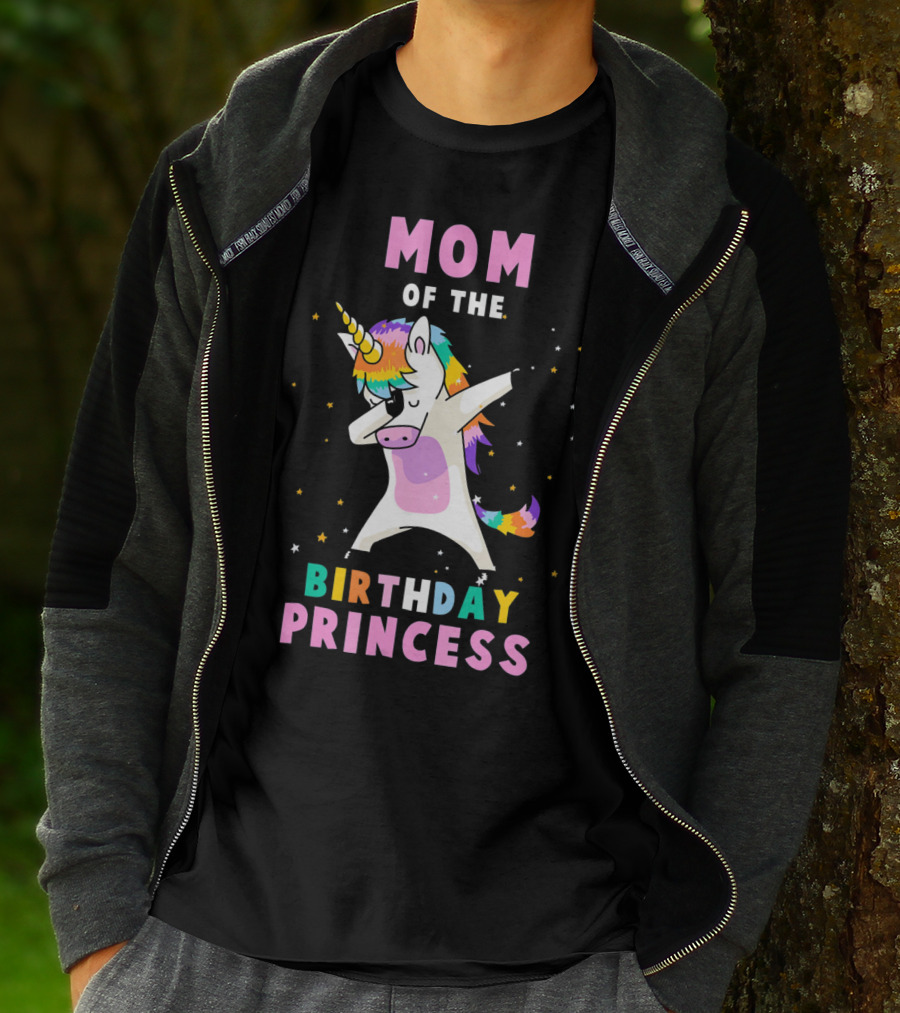 Mom Of The Birthday Princess Dab Unicorn T-Shirt