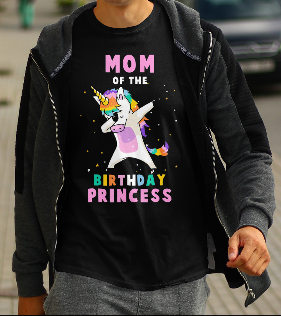 Mom Of The Birthday Princess Dab Unicorn T-Shirt