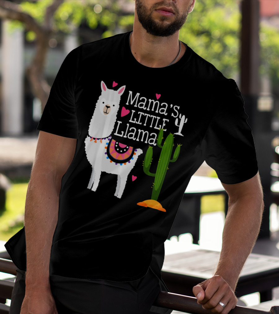Mama's Little Llama Cute Heart Cactus T-Shirt
