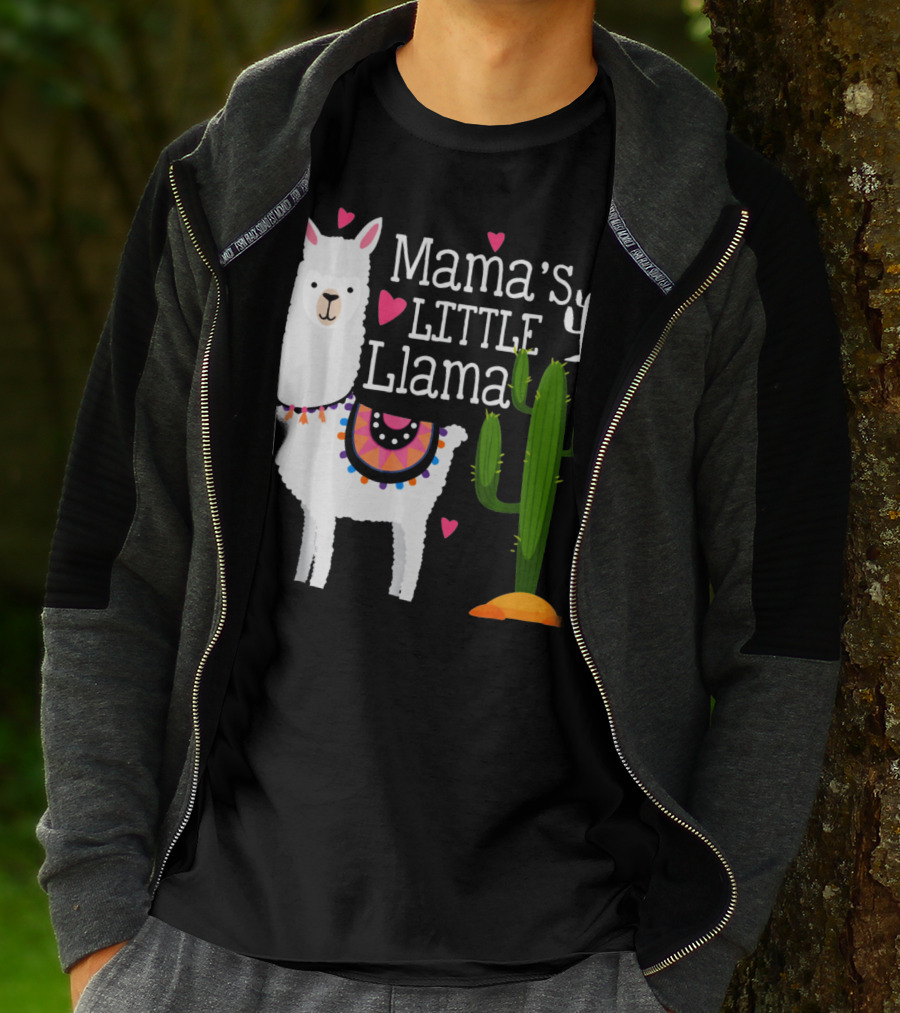 Mama's Little Llama Cute Heart Cactus T-Shirt