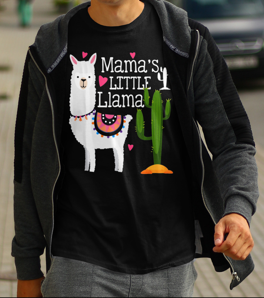Mama's Little Llama Cute Heart Cactus T-Shirt
