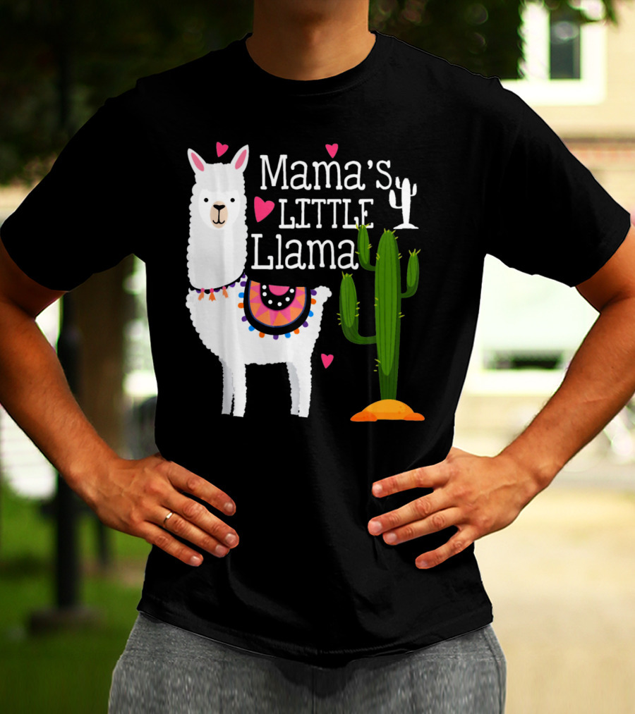 Mama's Little Llama Cute Heart Cactus T-Shirt