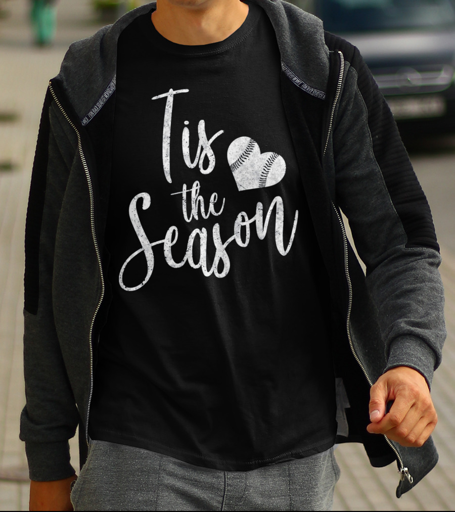 Tis The Season Baseball Softball Heart Love T-Shirt