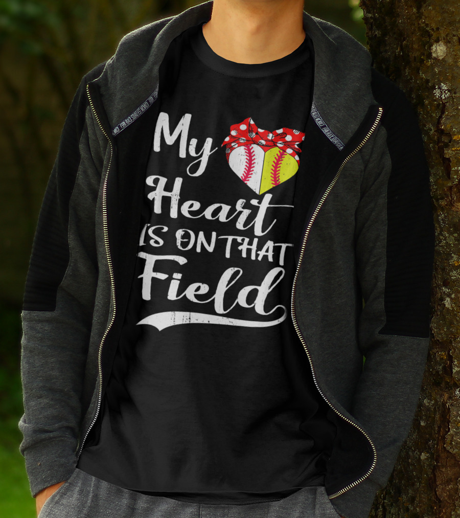 My Heart Is On That Field Baseball With Bandana Heart T-Shirt