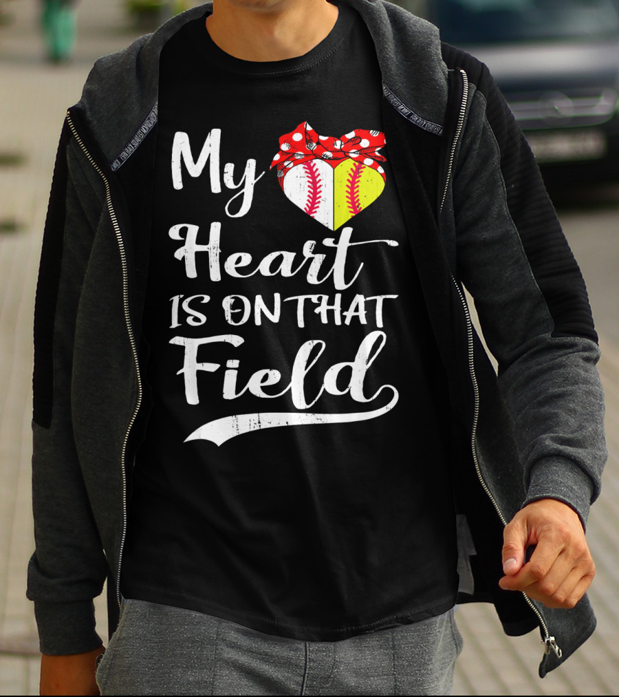 My Heart Is On That Field Baseball With Bandana Heart T-Shirt