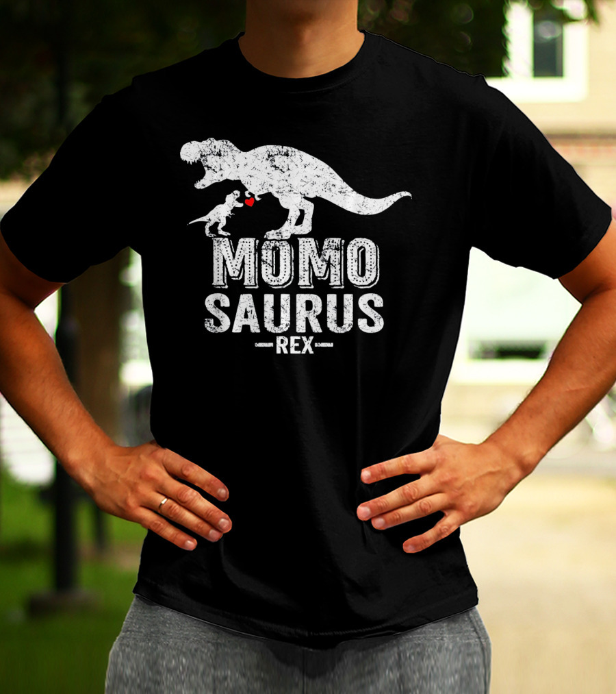 Momo Saurus Rex Dinosaur Family Love T-Shirt