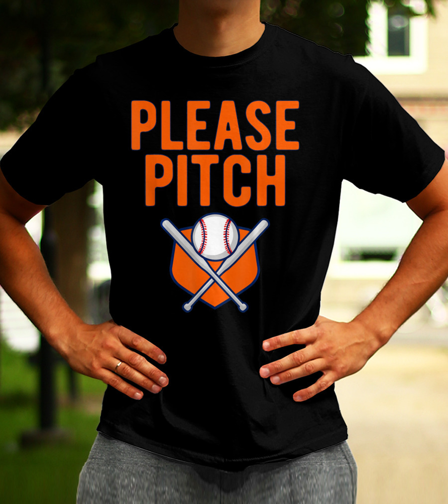 Please Pitch Baseball Funny Adult T-Shirt