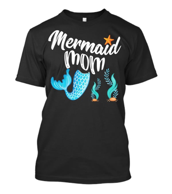Mermaid Mom Starfish Tail Seashell Party Cute Out T-Shirt