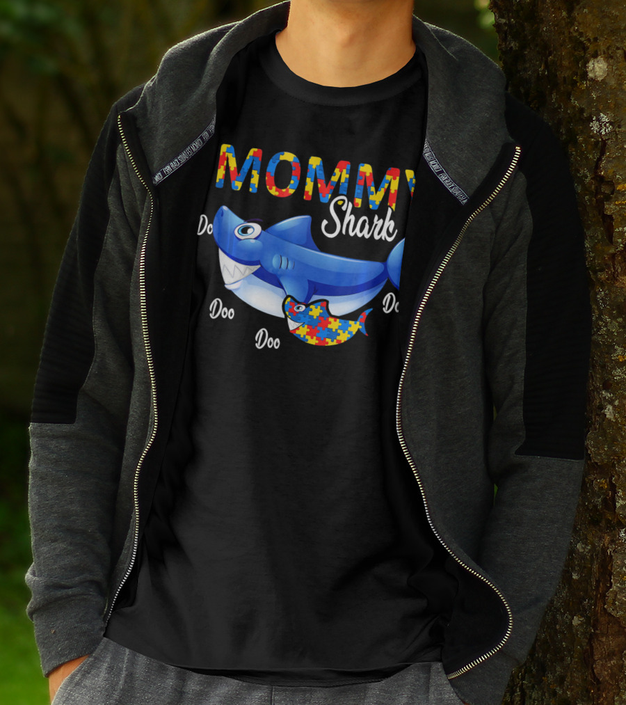 MOMMY Shark Puzzle Autism Awareness Doo Doo T-Shirt