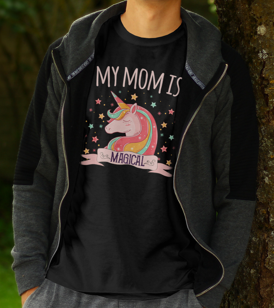 My Mom Is Magical Unicorn With Colorful Stars T-Shirt