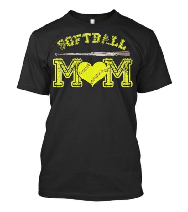 Softball Mom Love Heart Bat T-Shirt