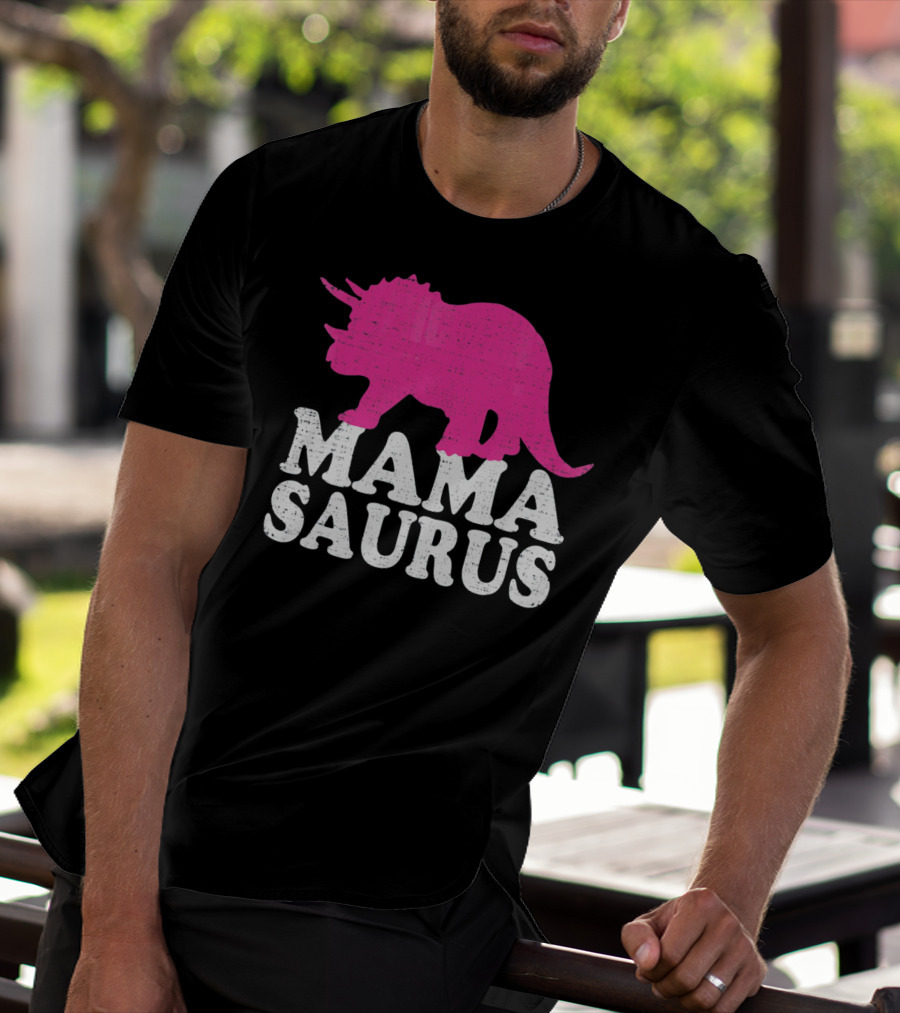 MAMASAURUS Pink Triceratops T-Shirt