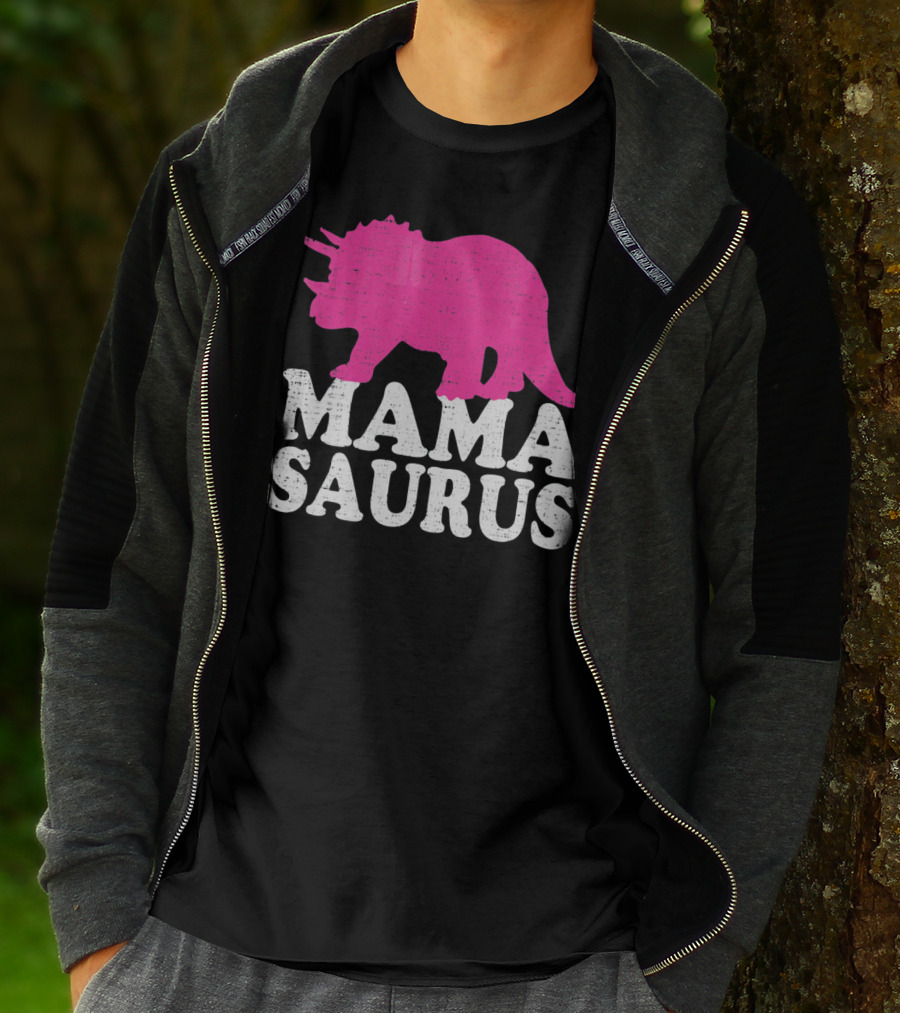 MAMASAURUS Pink Triceratops T-Shirt