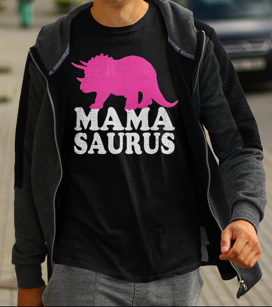 MAMASAURUS Pink Triceratops T-Shirt