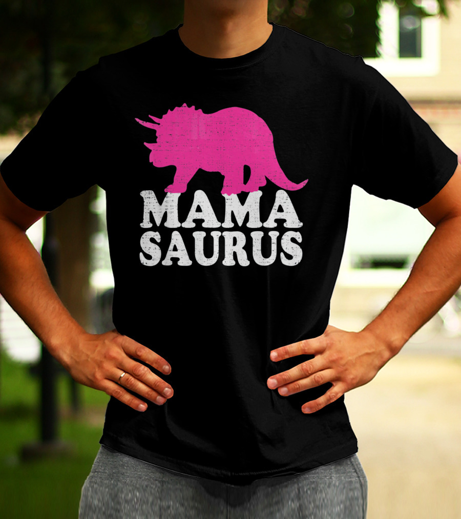 MAMASAURUS Pink Triceratops T-Shirt