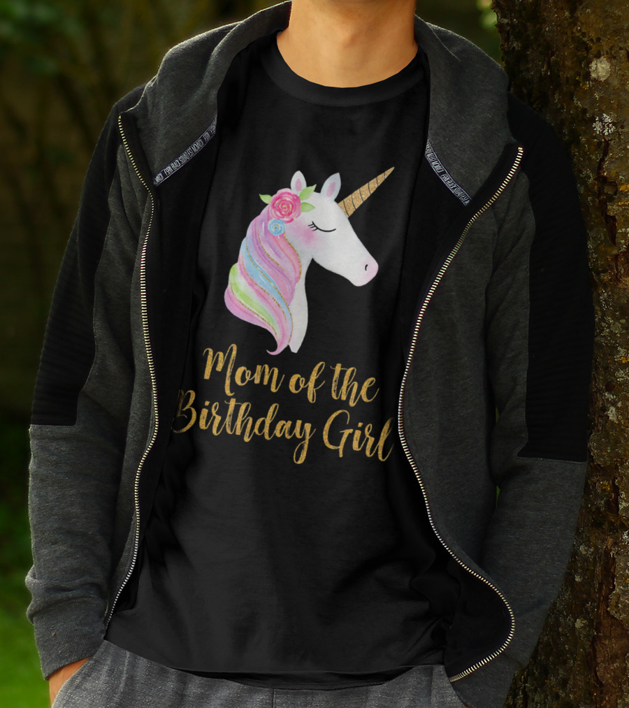 Gold Unicorn Mom Of The Birthday Girl T-Shirt