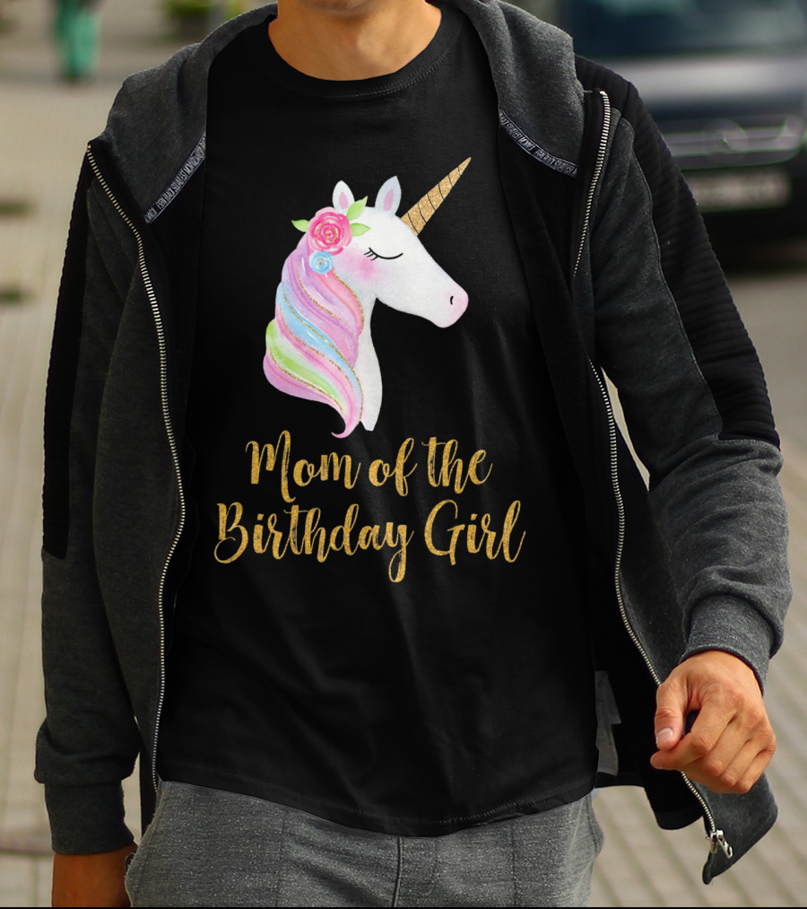 Gold Unicorn Mom Of The Birthday Girl T-Shirt