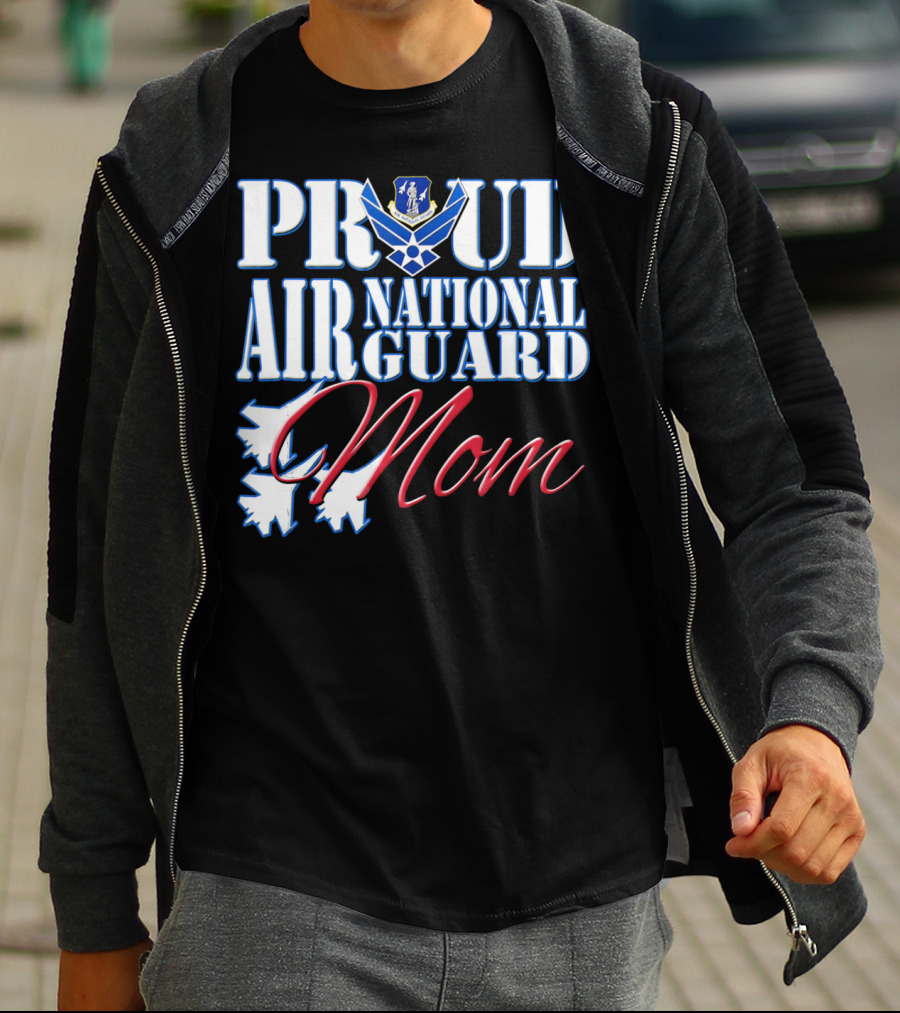 Proud Air National Guard Mom USAF Emblem With Jet T-Shirt