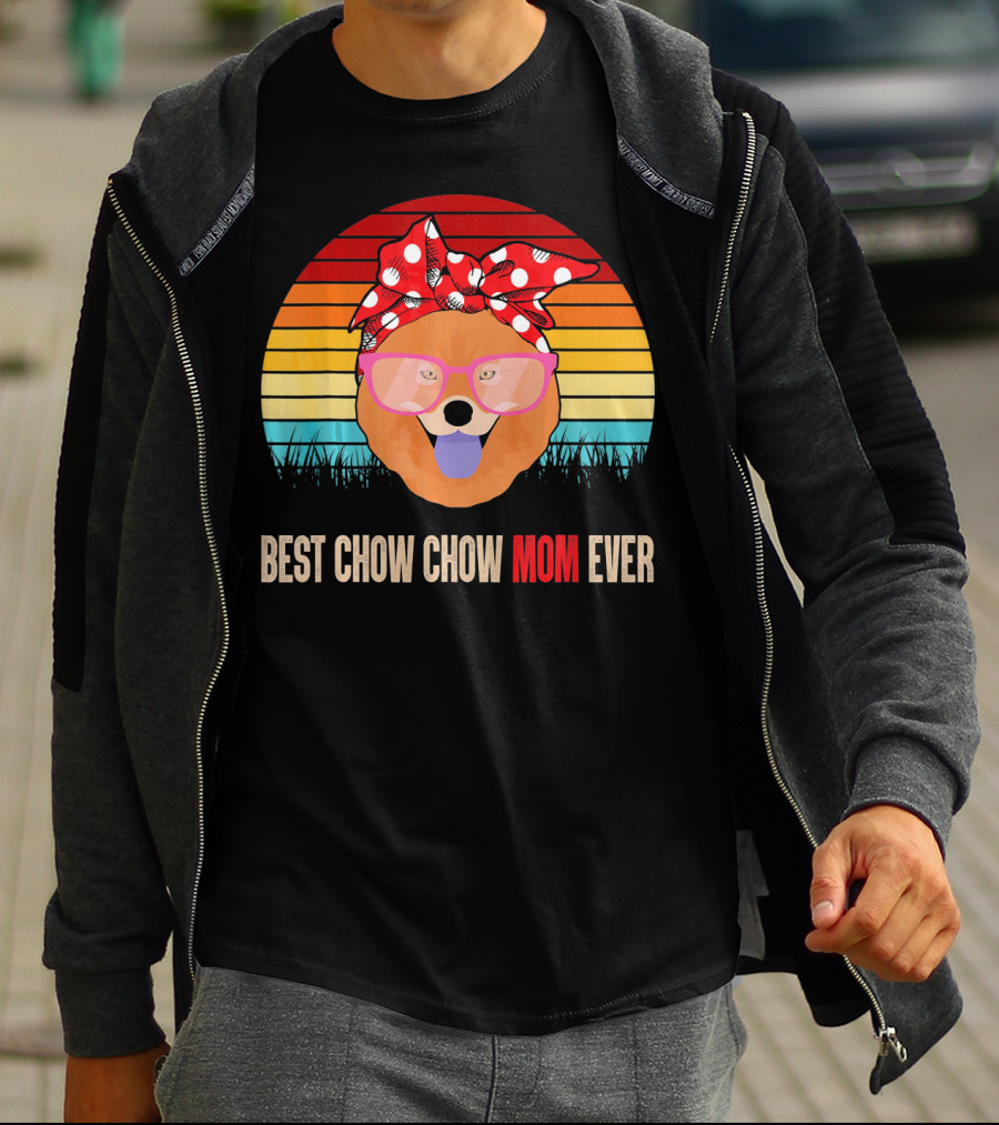 Retro Sunset Best Chow Chow Mom Ever T-Shirt