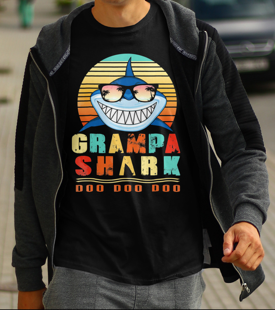 Grampa Shark Doo Doo Doo Retro Vintage T-Shirt