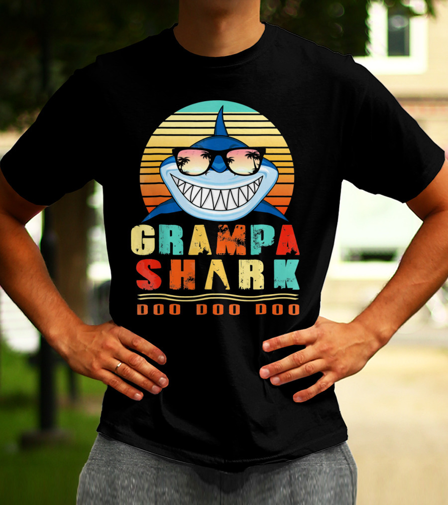 Grampa Shark Doo Doo Doo Retro Vintage T-Shirt